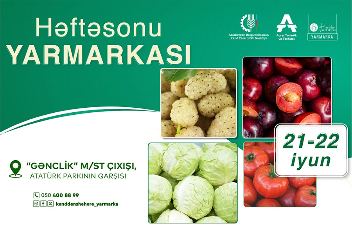 21-22 iyun tarixlərində [[“Kənddən Şəhərə” həftəsonu yarmarkası]] təşkil ediləcək