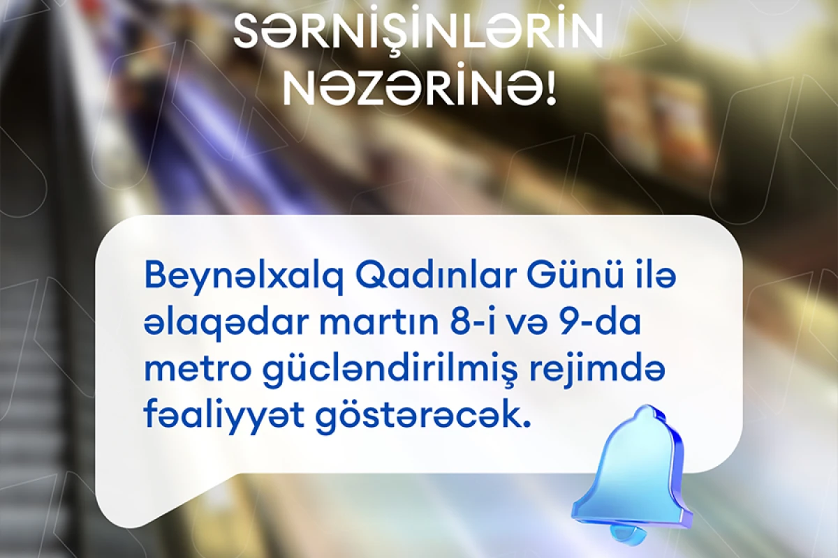 Bakı metropoliteni [[gücləndirilmiş iş rejimində]] çalışacaq