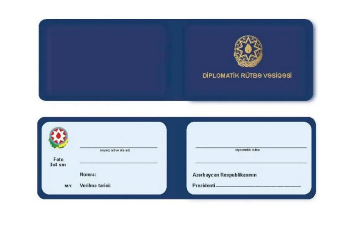 Diplomatik xidmət əməkdaşlarına [[verilən vəsiqənin nümunəsi]] təsdiqləndi