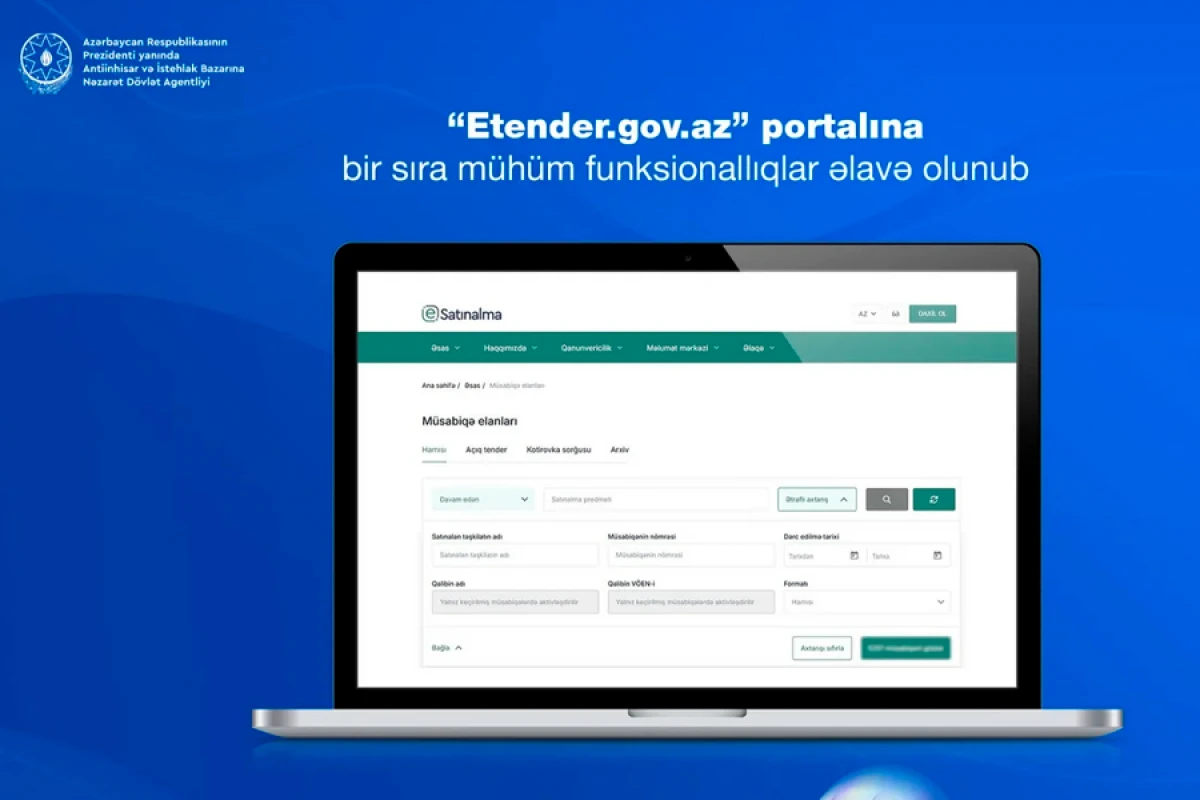Dövlət satınalmalarının [[vahid internet portalının funksionallığı]] artırıldı