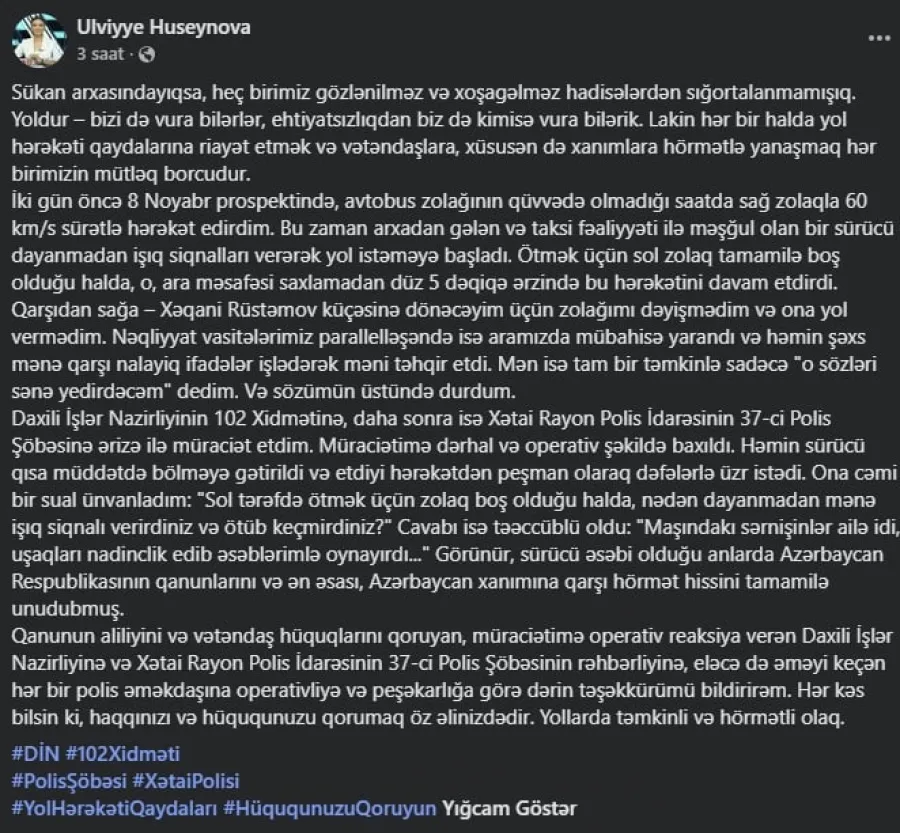 Bakıda taksi sürücüsü məşhur aparıcının başına oyun açdı: "O sözləri sənə yedirdəcəm" — 1