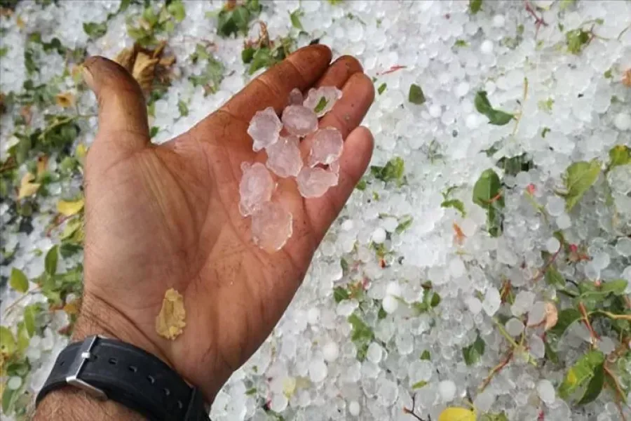 Laçına iyul ayında dolu yağdı