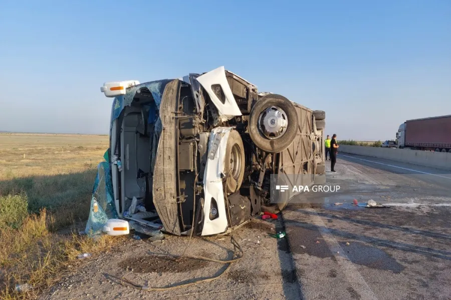 Bakıya gedən sərnişin avtobusu aşdı: Onlarla yaralı, uşaqlar da var — 7