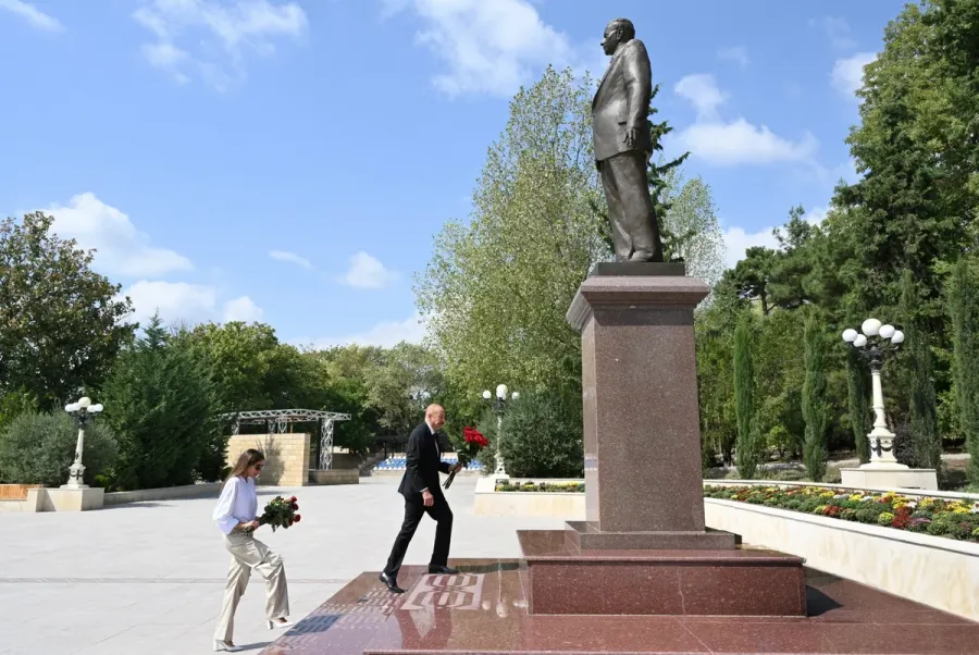President Ilham Aliyev and First Lady Mehriban Aliyeva arrive in Shamakhi district
