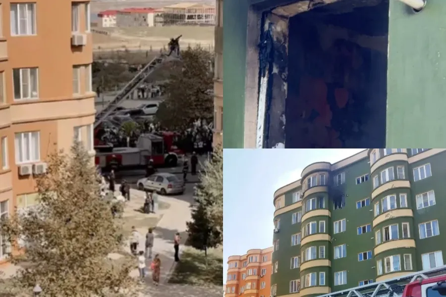 Masazırda mənzil yandı  - VİDEO 