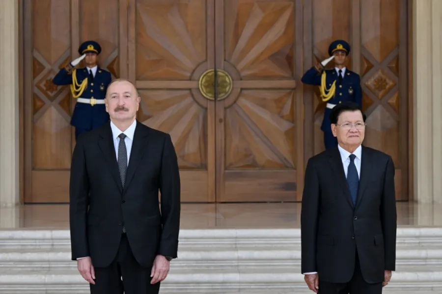 Laos Prezidentinin Bakıda rəsmi qarşılanma mərasimi - FOTO