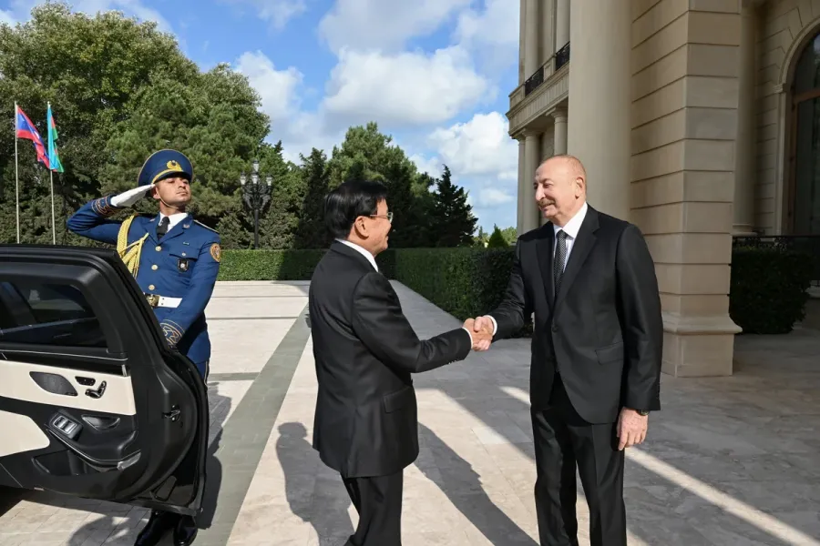 Laos Prezidentinin Bakıda rəsmi qarşılanma mərasimi - FOTO — 1