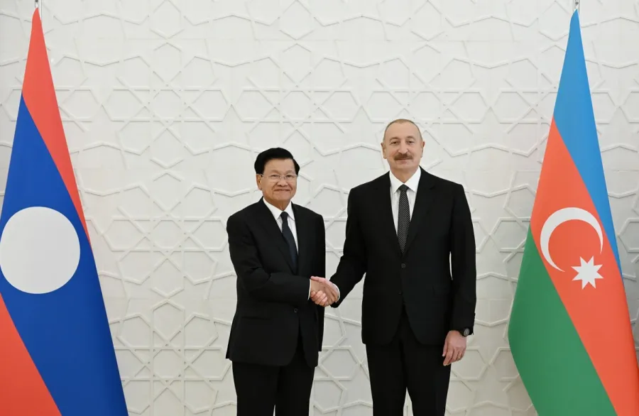 Laos Prezidentinin Bakıda rəsmi qarşılanma mərasimi - FOTO — 6