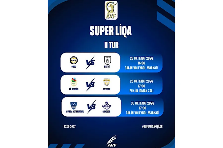 Voleybol üzrə Super Liqada növbəti turun oyunları keçiriləcək